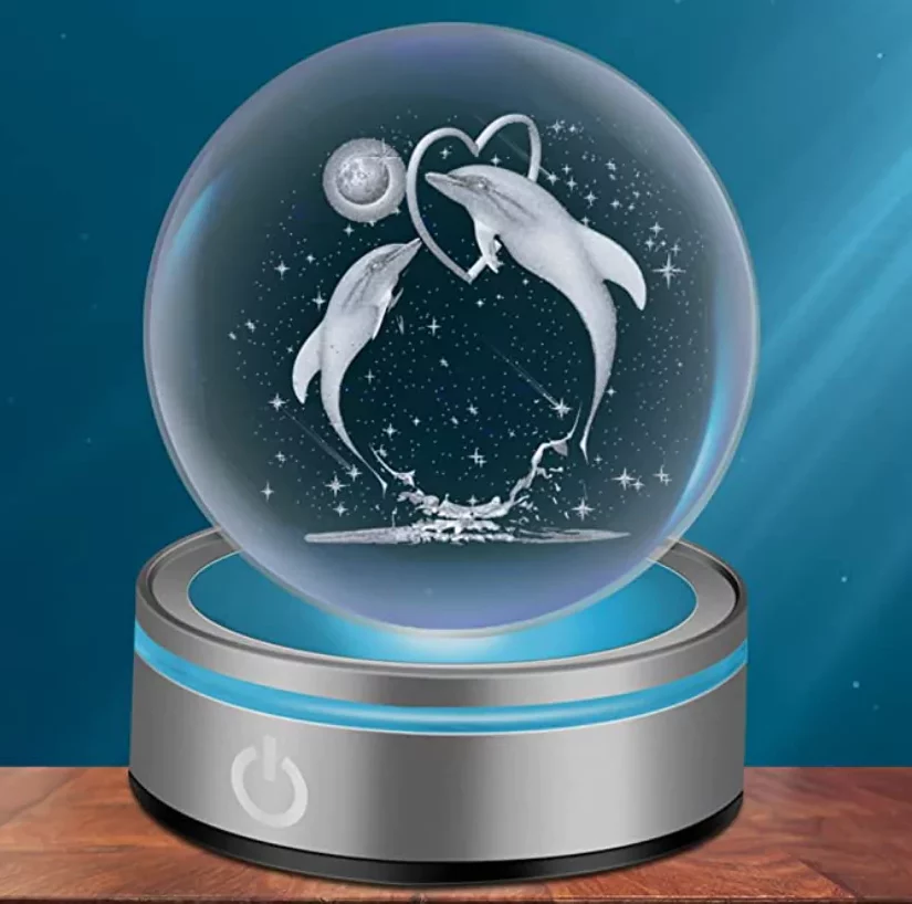 Globe de Neige Cristal Dauphin 3D